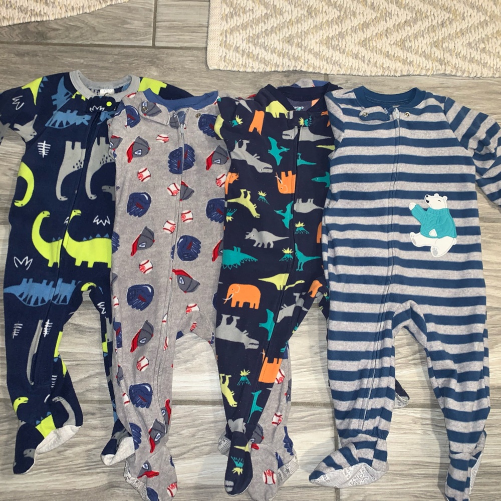 Carters & Gerber Brand Fleece Footie Onesies Size 12 Months